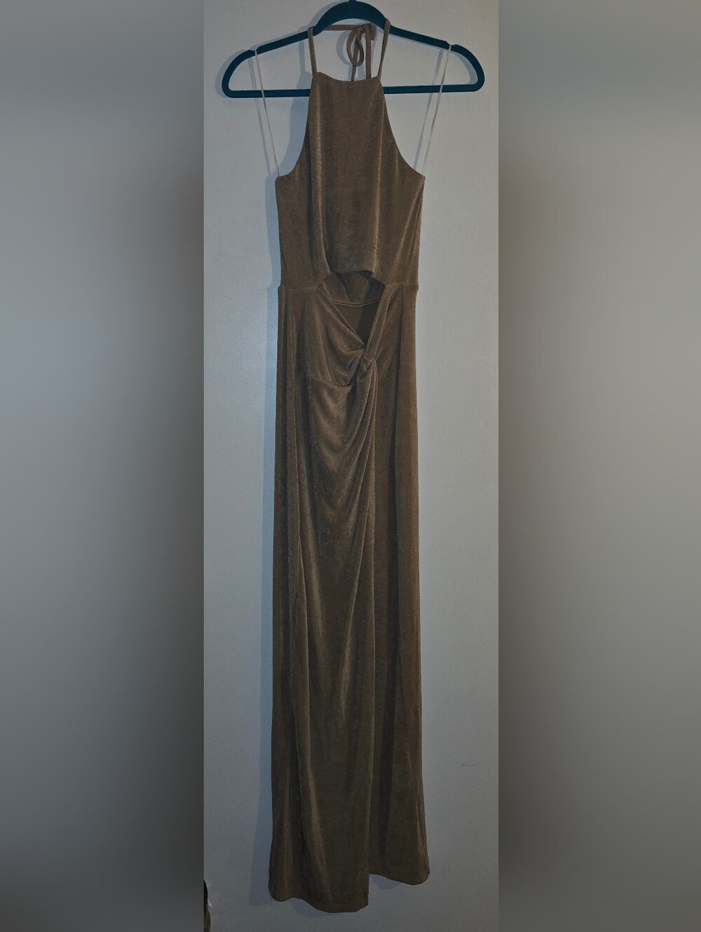 Petal & Pup Brown SPANDEX Velvet Flow Scarlet Twist-Front Maxi Dress